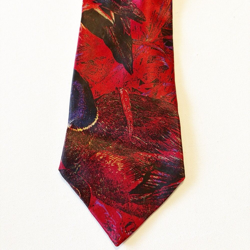 Vintage Zanzara Silk Tie Red Abstract Print